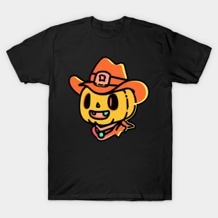 Cowboy Jack O Lantern Retro Colorful Halloween T-Shirt